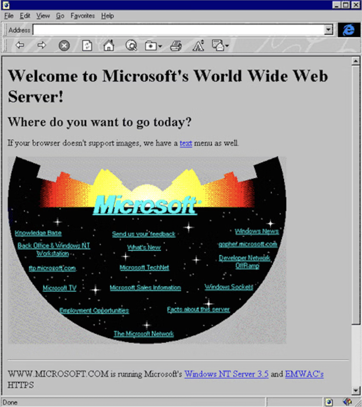 Early Microsoft website design