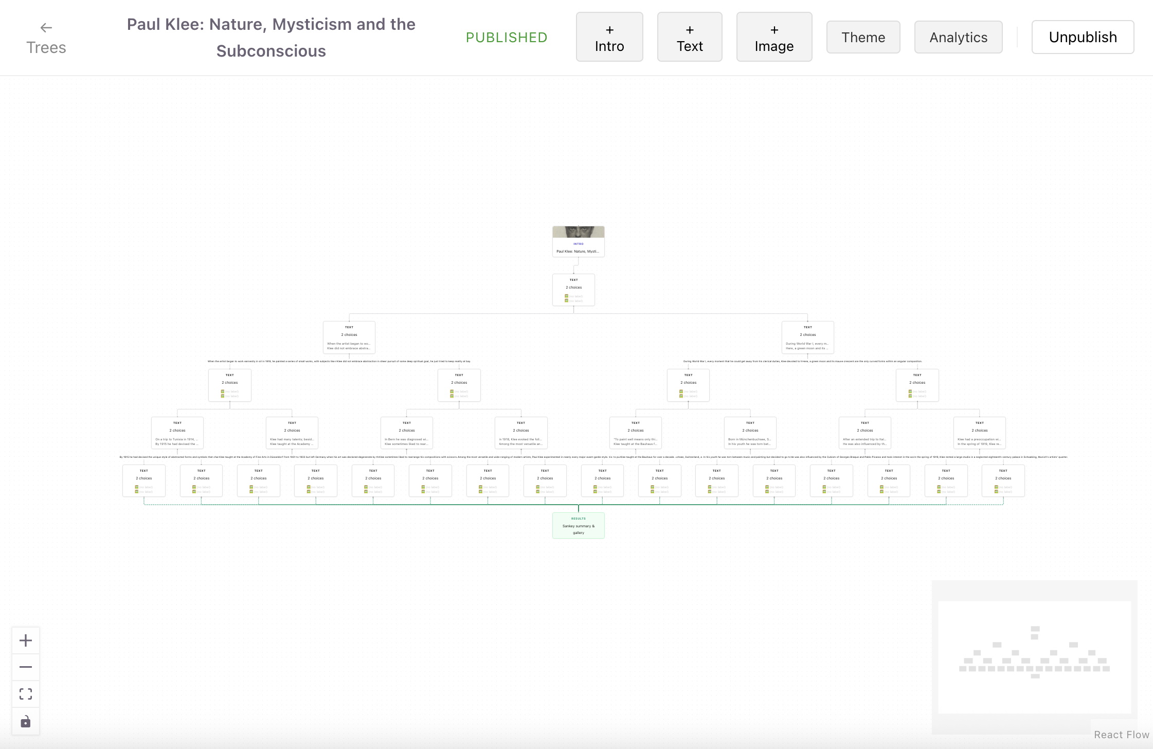 Bosco authoring interface showing visual tree editor